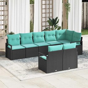 vidaXL Σετ Καναπέ 8 pcs Μαύρο συνθετικό ρατάν