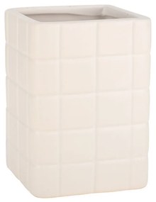 Ποτηράκι Μπάνιου Tiles Λευκό Κεραμικό 7.5x7.5x11cm Estia 02-27735