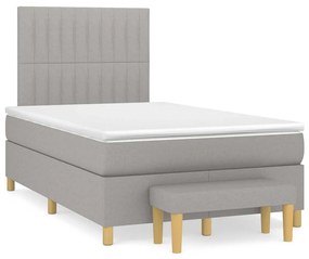 vidaXL Κρεβάτι Boxspring με Στρώμα Ανοιχτό Γκρι 120x190 εκ. Υφασμάτινο