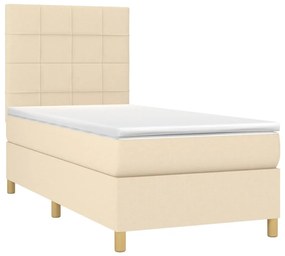 vidaXL Κρεβάτι Boxspring με Στρώμα &amp; LED Κρεμ 80x200 εκ. Υφασμάτινο