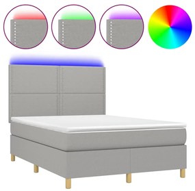 ΚΡΕΒΑΤΙ BOXSPRING ΜΕ ΣΤΡΩΜΑ &amp; LED ΑΝ.ΓΚΡΙ 140X200ΕΚ. ΥΦΑΣΜΑΤΙΝΟ 3135357