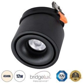 Χωνευτό Σποτ Downlight LED TrimLess Φ10cm 12W Μαύρο Φυσικό 4500K OMEGA-R 60296 Globostar-60296-Μαύρο 60296