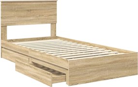 vidaXL Κρεβάτι Αποθήκης Δρύς Sonoma 100 x 200 cm Επεξεργασμένο ξύλο