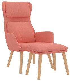 vidaXL Πολυθρόνα Relax Ροζ Βελούδινη με Σκαμπό