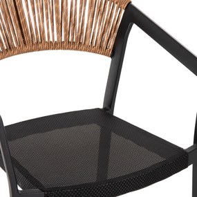 ΣΚΑΜΠΟ ΑΛΟΥΜΙΝΙΟΥ HM5892.15 ΜΕΣΑΙΟΥ ΥΨΟΥΣ RATTAN &amp; TEXTLINE ΜΑΥΡΟ ΜΠΕΖ 56,5x57x99,5Y (1 Τεμμάχια)