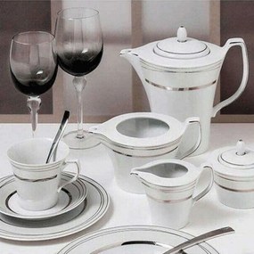 Σετ Τσαγιού Platinum (9Τμχ) 24.261.31 White-Platinum Cryspo Trio Porcelain
