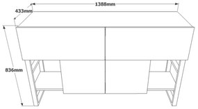 Μπουφές Jaydon μελαμίνης φυσικό-μαύρο 139x43x83.5εκ 139x43x83.5 εκ.