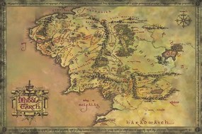 Εκτύπωση τέχνης The Lord of the Rings - Middle Earth, (40 x 26.7 cm)