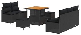 vidaXL Σετ Καναπέ Κήπου με μαξιλάρι 8 pcs Μαύρο Πολυ ράταν