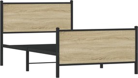 vidaXL Σκελετός Κρεβ. Χωρίς Στρώμα Sonoma Δρυς 100x190 εκ. Μεταλλικό