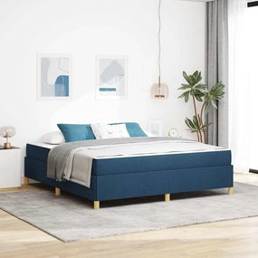 vidaXL Κρεβάτι με ελατήρια Μπλε και άσπρο 180 x 200 cm ύφασμα