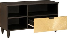 vidaXL Ντουλάπι TV Μαύρο και Χρυσό 80 x 33 x 46 εκ Επεξεργασμένο Ξύλο