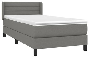 Κρεβάτι Boxspring με Στρώμα Σκούρο Γκρι 80x200 εκ. Υφασμάτινο - Γκρι