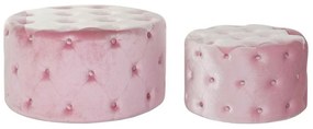 Υποπόδια DKD Home Decor Ροζ Velvet Ξύλο MDF Glam (2 pcs)