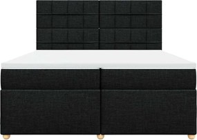 vidaXL Κρεβάτι Boxspring με Στρώμα Μαύρο 200x200 εκ. Υφασμάτινο