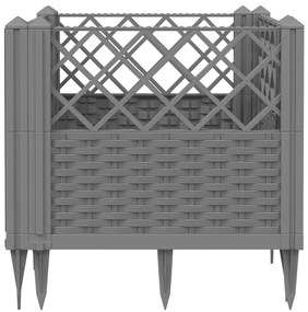 Ζαρντινιέρα με Πασσάλους Αν.Γκρι43,5x43,5x43,5εκ Πολυπροπυλένιο - Γκρι