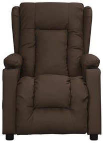 vidaXL Πολυθρόνα Μασάζ με Ανύψωση Γυαλ. Καφέ Συνθ. Δέρμα