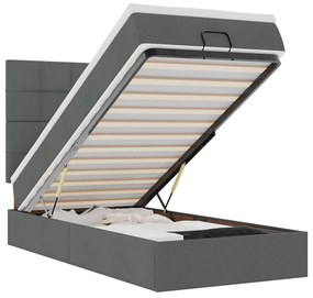 vidaXL Οθωμανικό κρεβάτι με στρώμα σκούρο γκρι 90x200cm ύφασμα