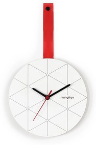 Ρολόι Τοίχου MINUET Λευκό/Κόκκινο Ξύλο/Ύφασμα 23x23x2cm