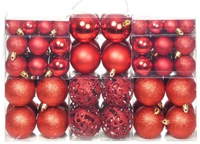 vidaXL Σετ Μπάλες Χριστουγεννιάτικες 100 τεμ. Κόκκινες 3/4/6 εκ.