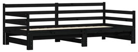 vidaXL Καναπές Κρεβάτι Συρόμενος Μαύρος 90 x 200 εκ. Μασίφ Ξύλο Πεύκου