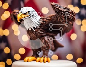 Intra Συλλεκτικό Ξύλινο Παζλ Plywood  4mm - American Eagle Cake Topper με φόντο σημαία Σε Ξύλινο Κουτί - Διαστάσεις: 10x10 cm – 25 κομμάτια