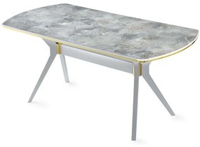 Τραπέζι Ikon 974NMB1152 180x90x77cm White-Gold Πλαστικό,Mdf