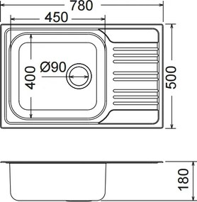 Fortinox Valley 25105 (78x50) - Νεροχύτης κουζίνας - Λείο