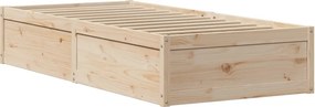 vidaXL Σκελετός Κρεβατιού Χωρίς Στρώμα 75x190 εκ Μασίφ Ξύλο Πεύκου