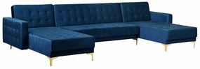 Πολυμορφικός γωνιακός καναπές Berwyn G109, Λειτουργία ύπνου, Μπλε, 348x168x83cm, Πόδια: Μέταλλο
