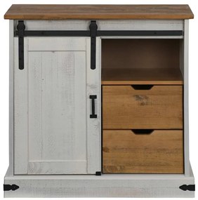 vidaXL Sideboard HALDEN με συρόμενη πόρτα Λευκό 80x40x80 cm μασίφ ξύλο