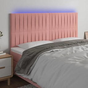 Κεφαλάρι Κρεβατιού LED Ροζ 180x5x118/128 εκ. Βελούδινο - Ροζ