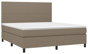 vidaXL Κρεβάτι Boxspring με Στρώμα &amp; LED Taupe 160x200 εκ. Υφασμάτινο