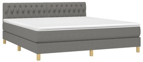 Κρεβάτι Boxspring με Στρώμα Σκούρο Γκρι 180x200 εκ Υφασμάτιν - Γκρι