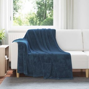 vidaXL Κουβέρτα Σκούρο μπλε 150 x 200 cm Μαλλί