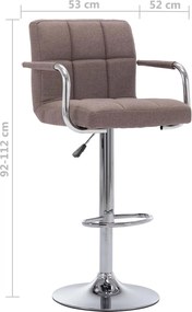vidaXL Σκαμπό Μπαρ Taupe Υφασμάτινο
