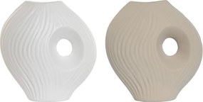 Βάζο Home ESPRIT Λευκό Μπεζ Πήλινα 33 x 15 x 34 cm (x2)