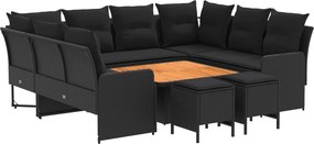 vidaXL Σύνολα επίπλων με μαξιλάρι 8 pcs Μαύρο Ράτα PE