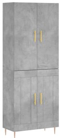 vidaXL Ντουλάπι Γκρι Σκυροδέματος 69,5x34x180 εκ. Επεξεργασμένο Ξύλο