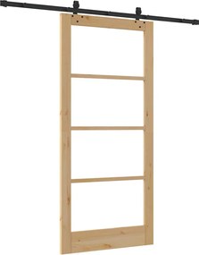 vidaXL Συρόμενη Πόρτα ORKDAL Φυσικό και Μαύρο 93 x 202 cm