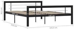vidaXL Πλαίσιο Κρεβατιού Ασπρόμαυρο 140 x 200 εκ. Μεταλλικό