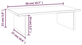 Βάση Οθόνης Λευκή 50 x 27 x 15 εκ. από Μασίφ Ξύλο Πεύκου - Λευκό