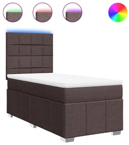 vidaXL Κρεβάτι Boxspring με Στρώμα Σκούρο Καφέ 90x200 εκ. Υφασμάτινο