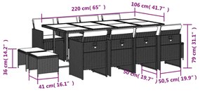 vidaXL Σετ Τραπεζαρίας Κήπου 13 τεμ. Μπεζ Συνθ. Ρατάν με Μαξιλάρια