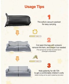 VEVOR Modular Kids Play Couch, Sectional Toddler Sofa with Armrests, 28D Sponge &amp; Short Pile, Convertible Kids Modular Couch DIY Creative Combination for Playroom, Bedroom, Living Room, 14 Pcs, Gray