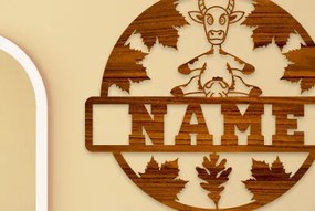 Intra απο ξύλο plywood  Χρώμα wenge 3mm-4mm πάχος - Πινακίδα ονόματος αγελάδας Δίασταση 30x20 cm INTRAFABR-107994136