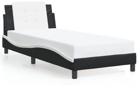 vidaXL Πλαίσιο Κρεβατιού με LED Μαύρο/Λευκό 80x200 εκ. Συνθετικό Δέρμα