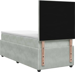 vidaXL Κρεβάτι box spring με στρώμα Ανοιχτό γκρι Μονό Βελούδο