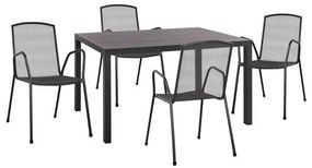 Set 5 pieces with Table 140x80x75.5 aluminum &amp; Metallic chairs Grey color