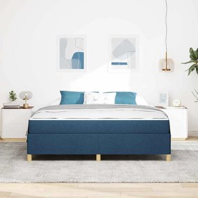 vidaXL Κρεβάτι με ελατήρια Μπλε και άσπρο 180 x 200 cm ύφασμα